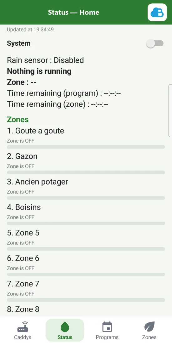 Lo stato del dispositivo e delle sue zone