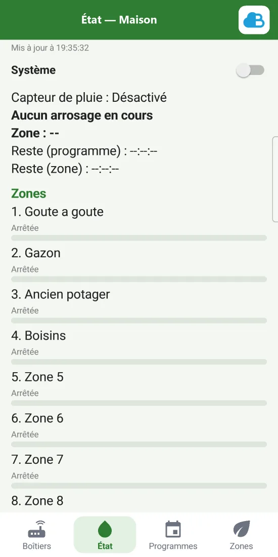 L’état du boîtier et de ses zones