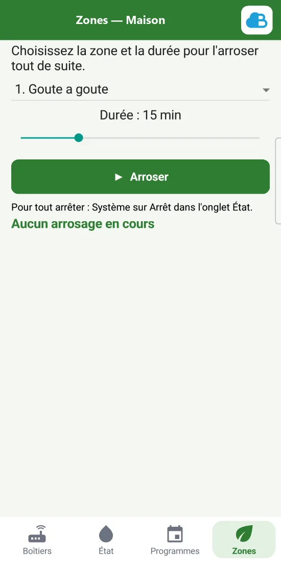 Arroser une seule zone